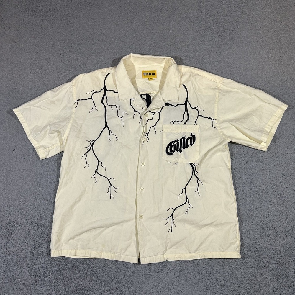 GFTD LA Lightning Button-up Shirt in bone Gifted Logo Men's Medium Ivory #4005